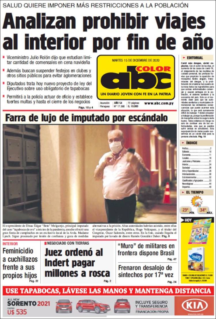 Portada de ABC Color (Paraguay)