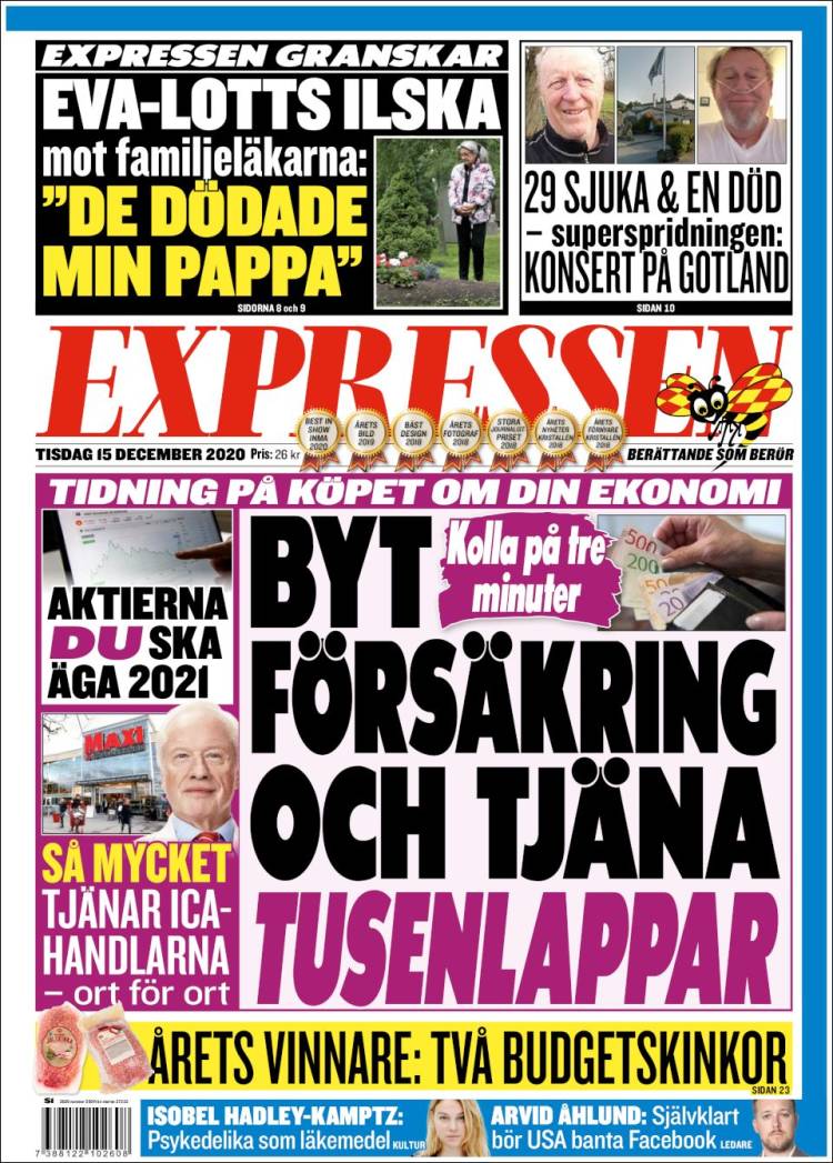 Portada de Expressen (Suecia)