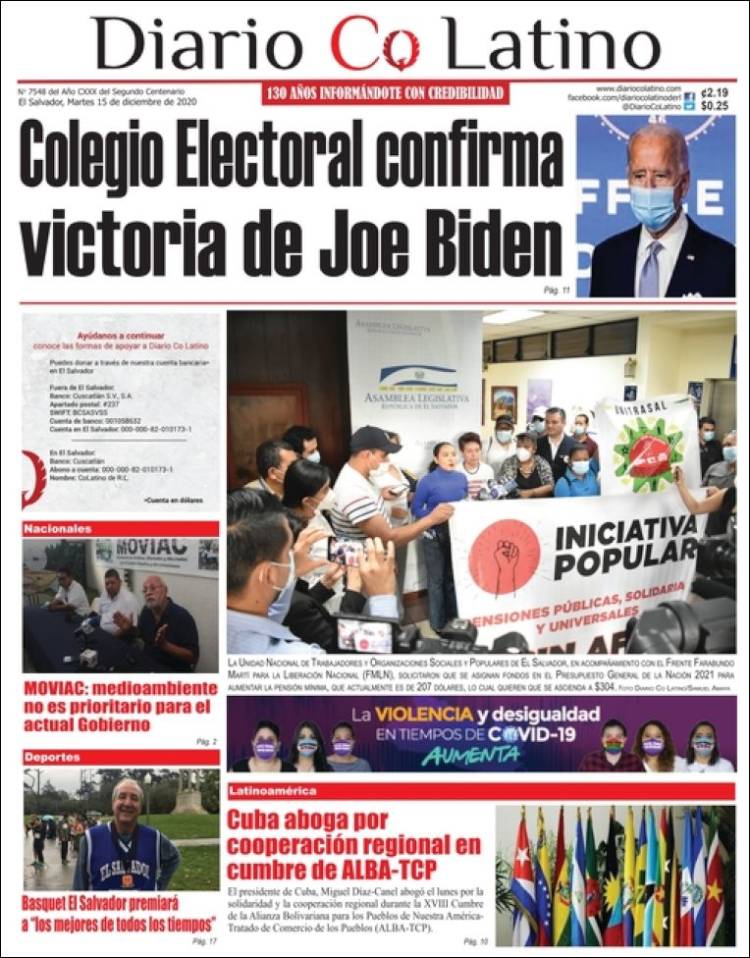 Portada de Diario Co Latino (El Salvador)