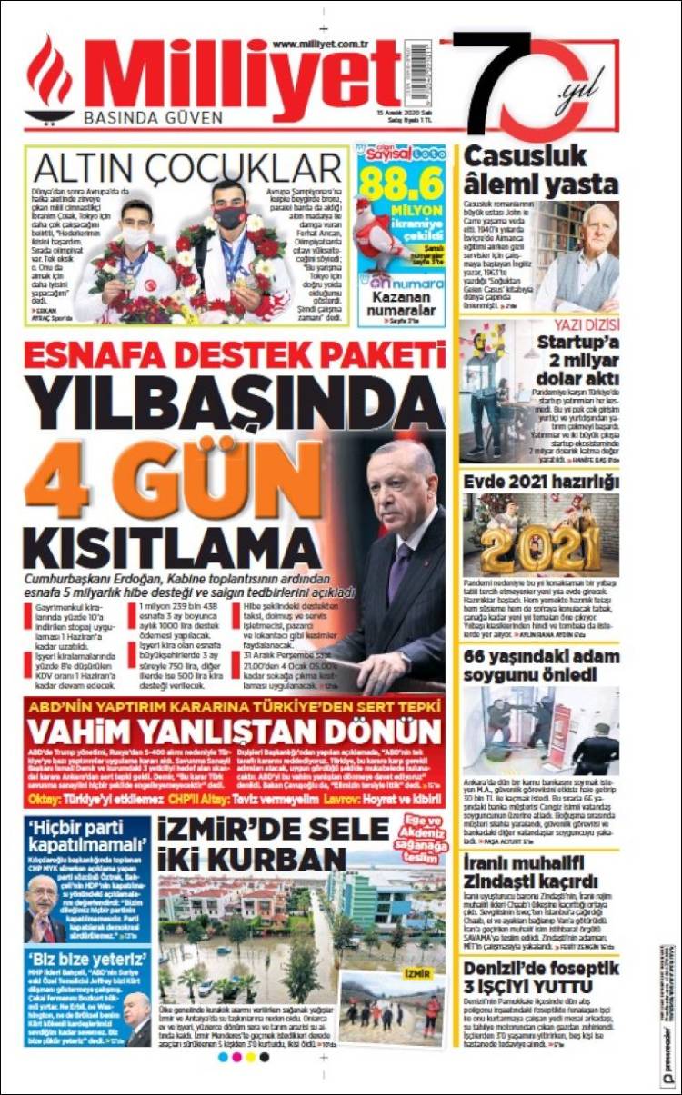 Portada de Milliyet (Turqu&iacute;a)