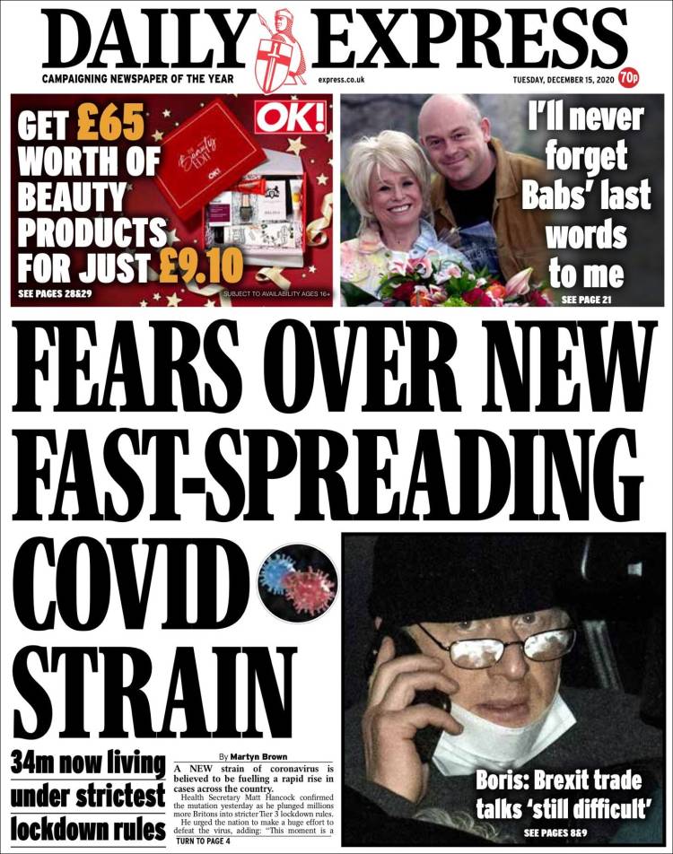 Portada de Daily Express (Reino Unido)