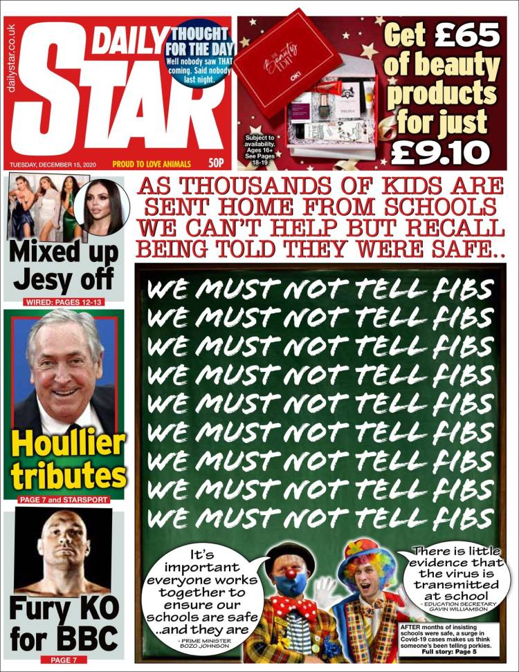 Portada de Daily Star (Reino Unido)