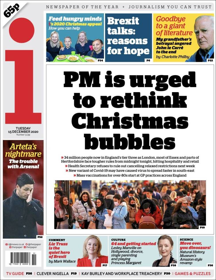 Portada de The i (Reino Unido)