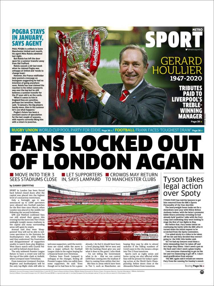 Portada de Metro Sport (Reino Unido)