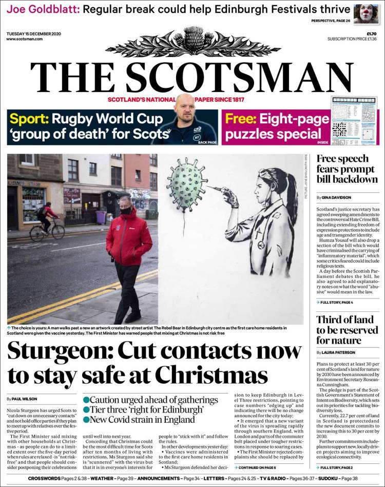 Portada de The Scotsman (Reino Unido)