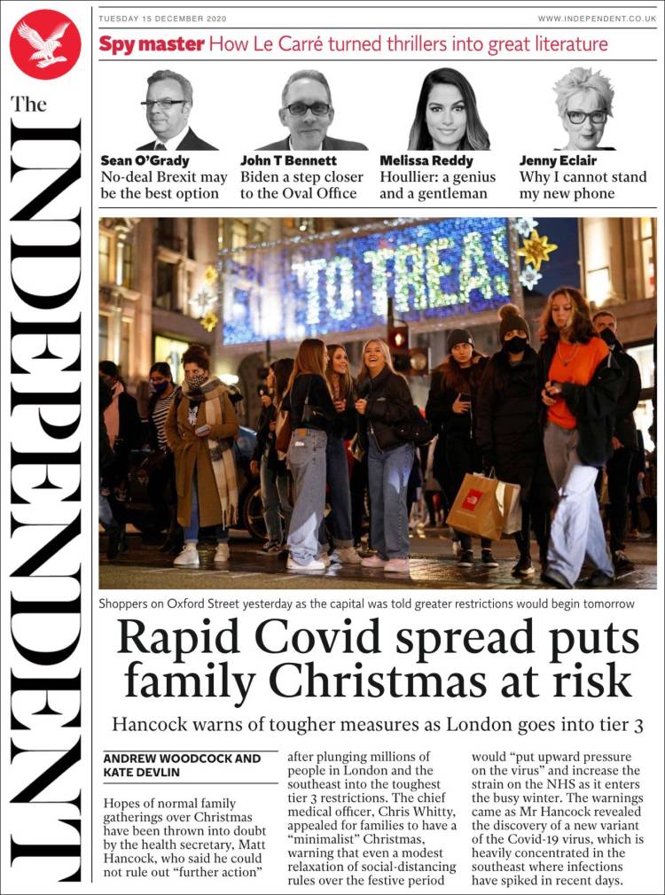 Portada de The Independent (Reino Unido)