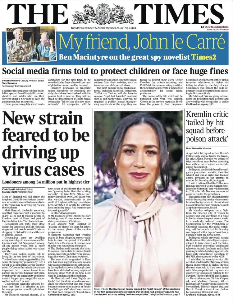 Portada de The Times (Reino Unido)