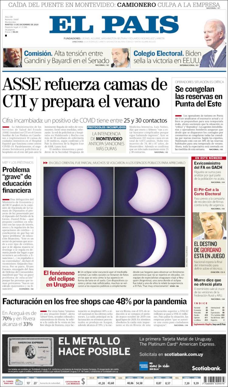 Portada de El País (Uruguay)