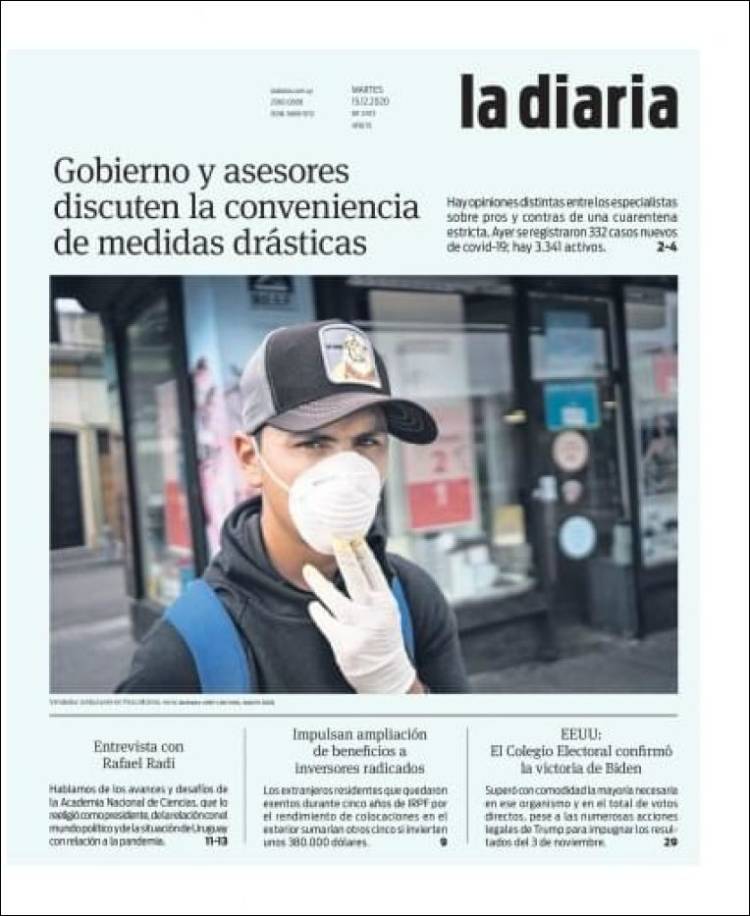 Portada de La Diaria (Uruguay)