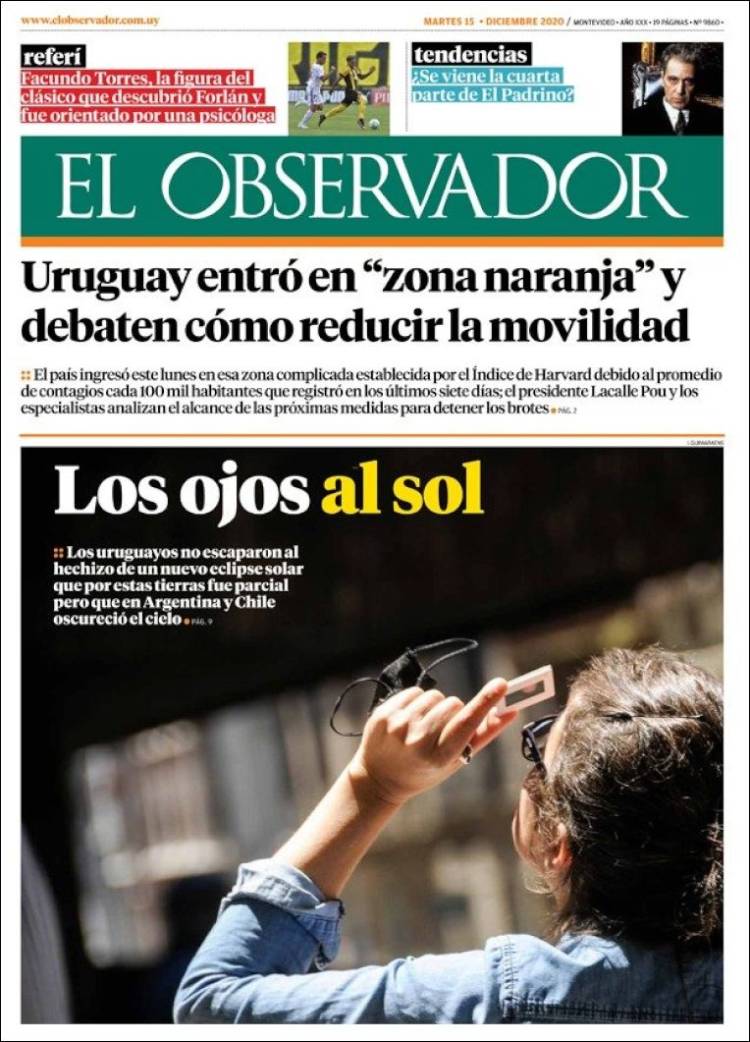 Portada de El Observador (Uruguay)