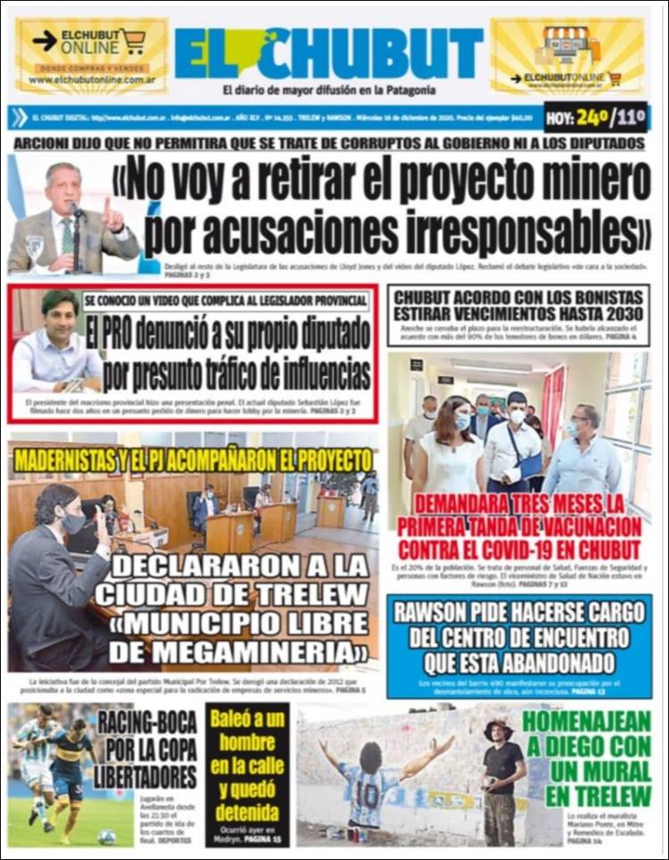 Portada de El Chubut (Argentina)