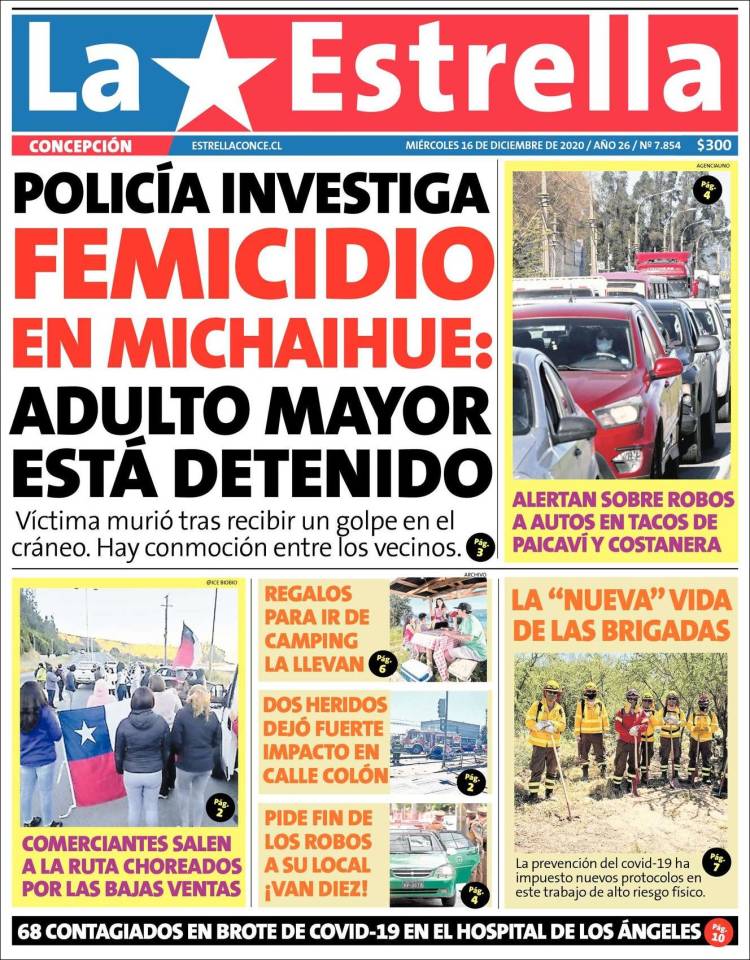 Portada de La Estrella de Concepción (Chile)