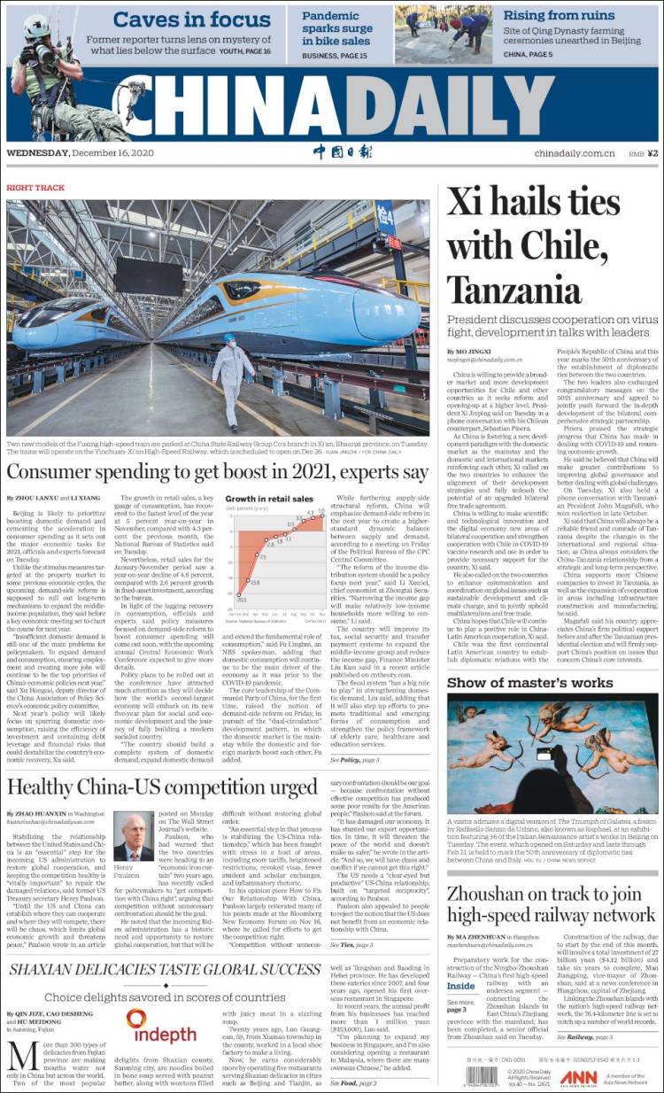 Portada de China Daily (China)