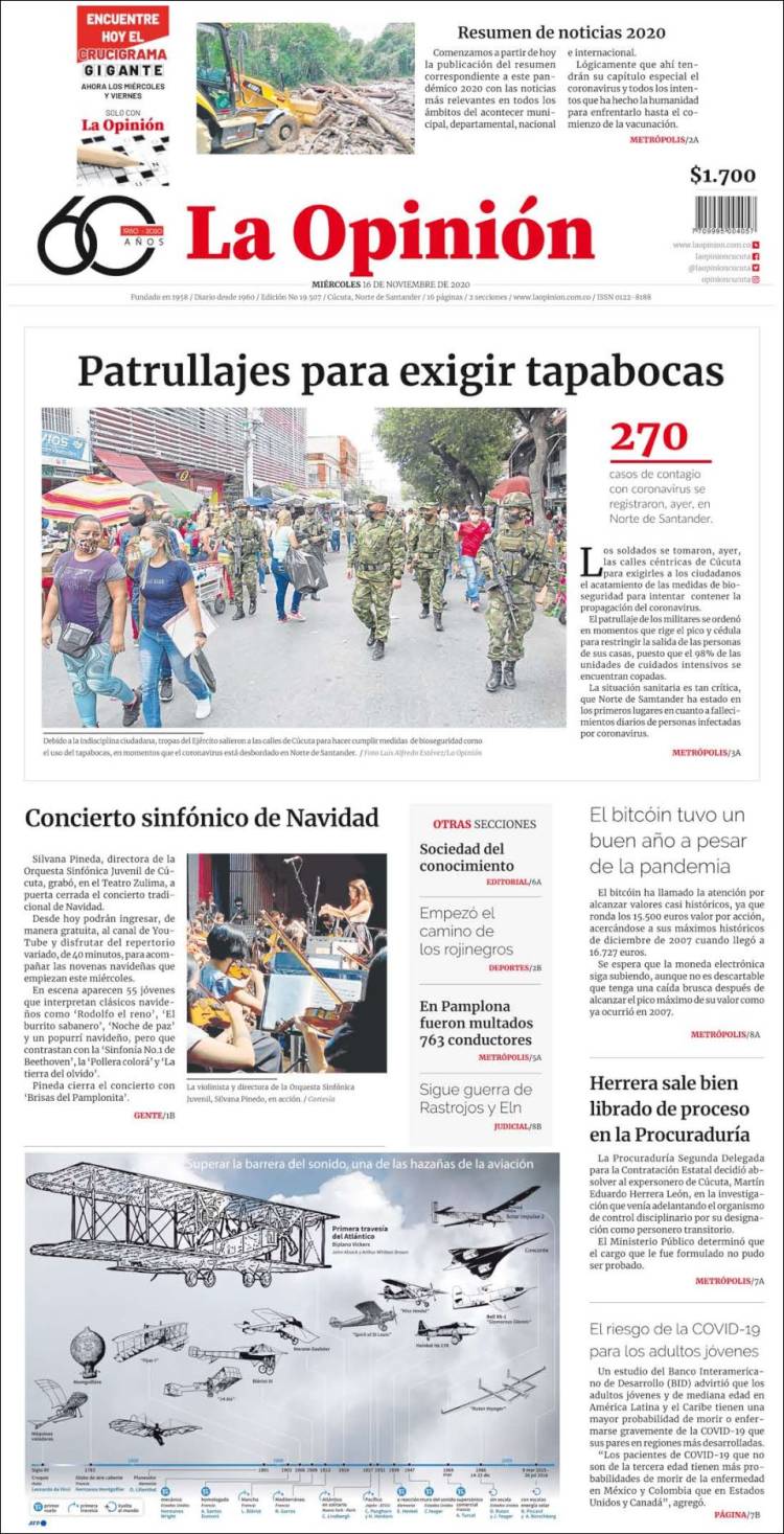 Portada de Diario La Opinion (Colombia)