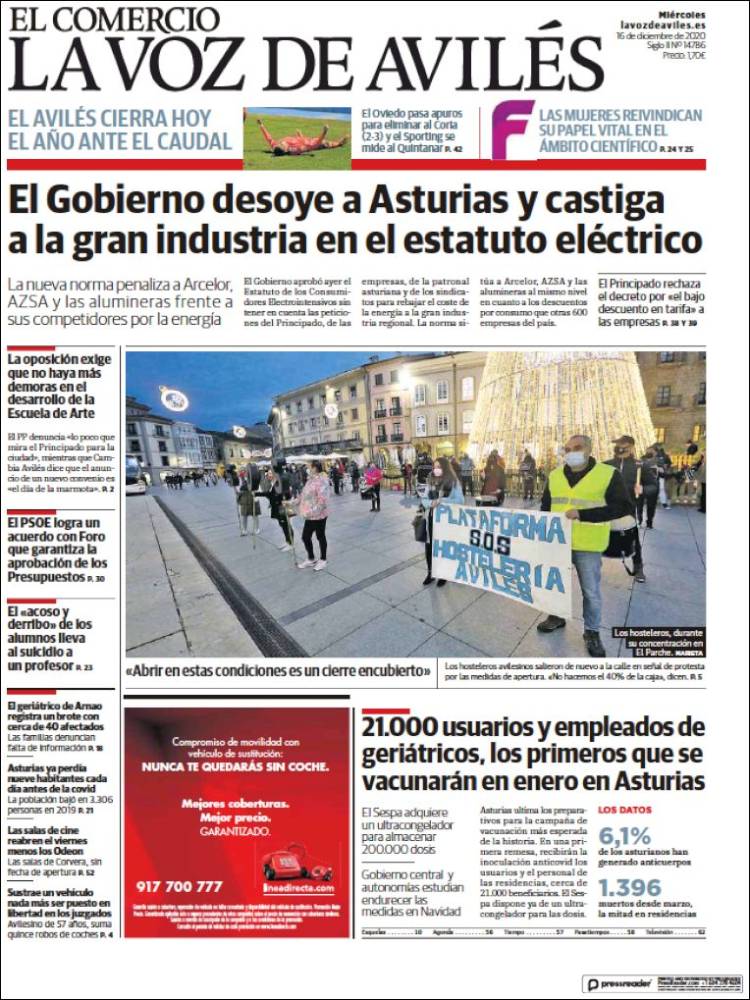 Portada de El Comercio - Avilés (Espa&ntilde;a)