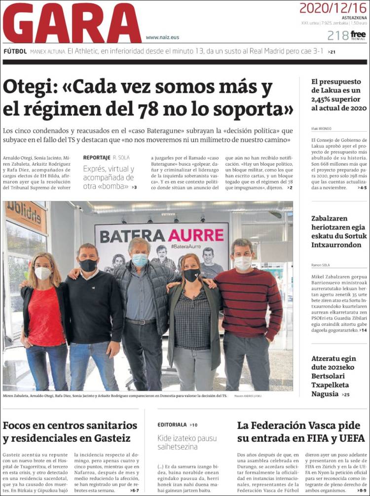 Portada de Gara (Espa&ntilde;a)