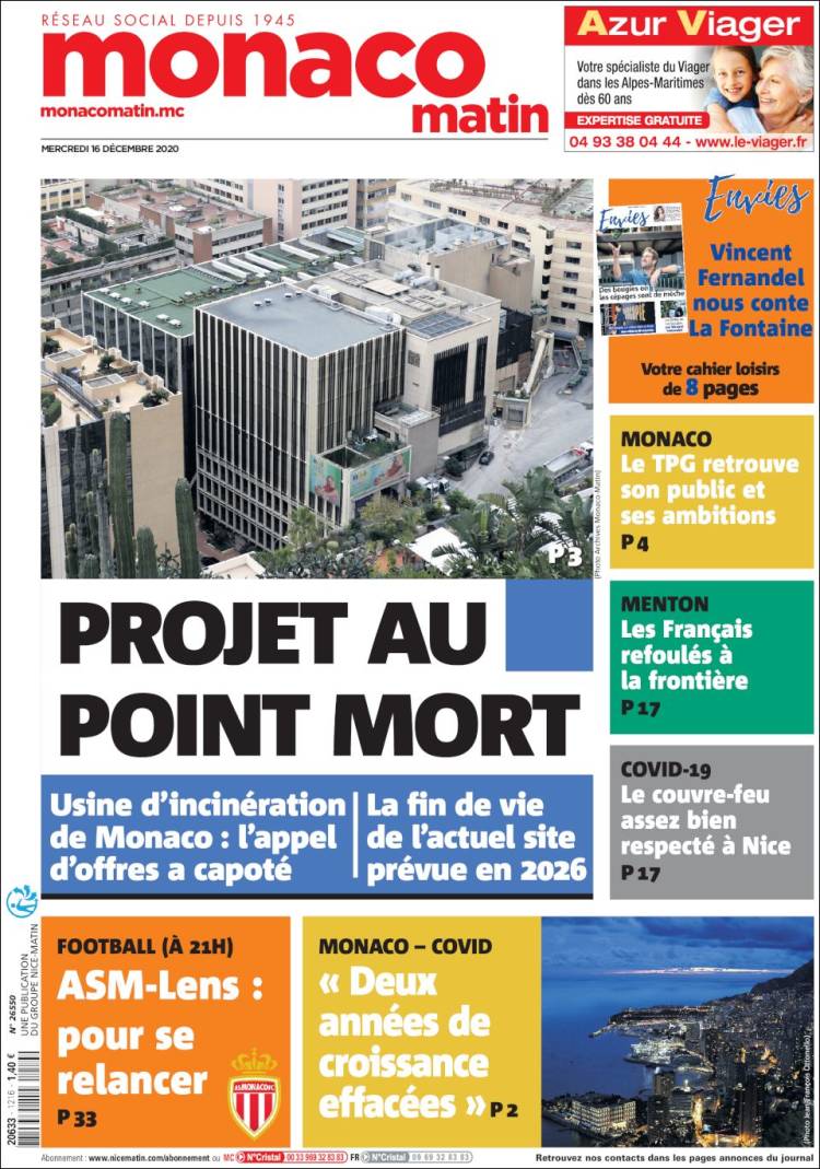 Portada de Nice-Matin (Francia)