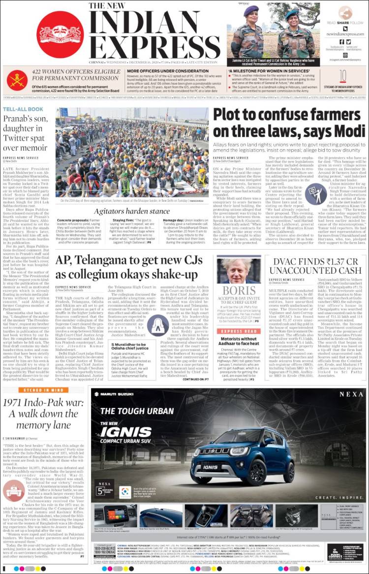 Portada de New Indian Express (India)