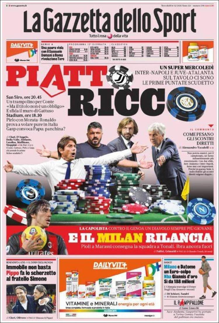 Portada de La Gazzetta dello Sport (Italia)