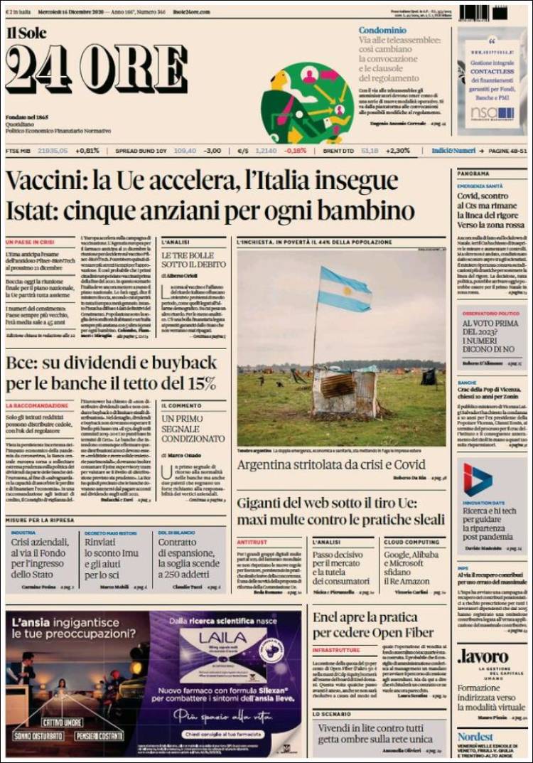 Portada de Il Sole 24 ORE (Italia)