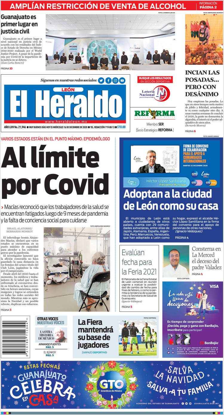 Portada de El Heraldo de León (México)