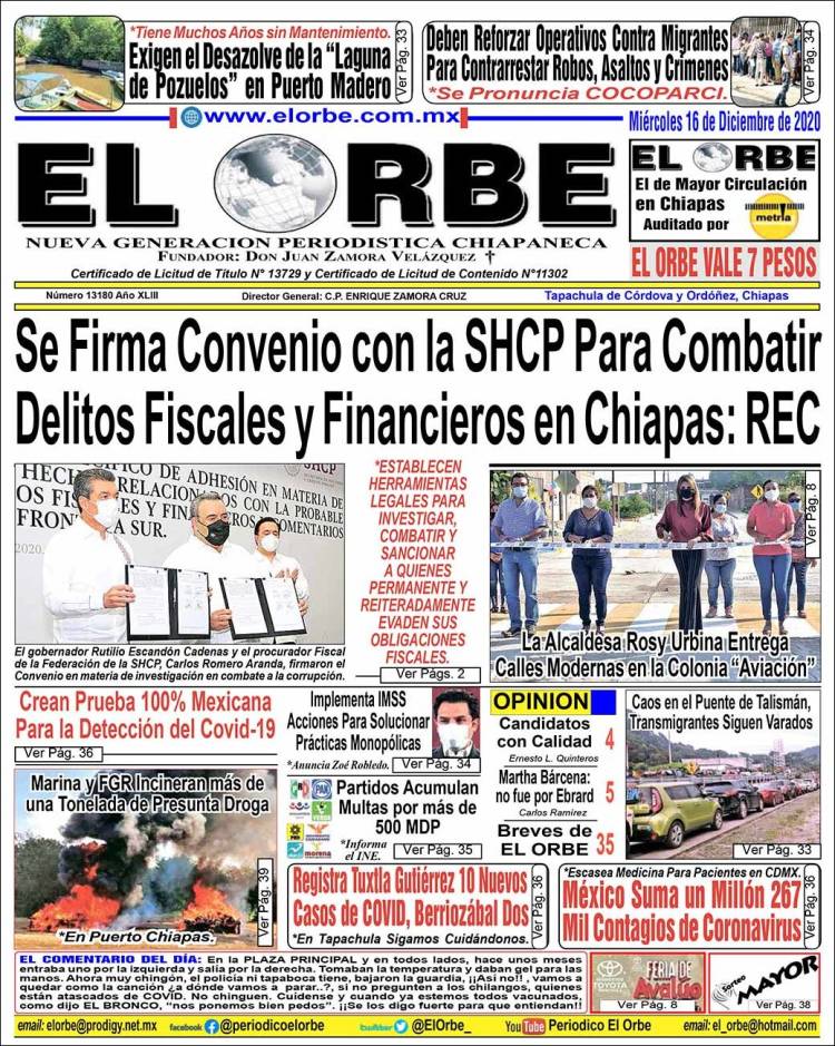 Portada de El Orbe (México)