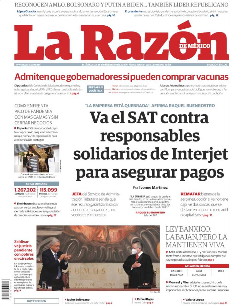 Portada de La Razón (México)