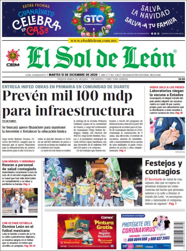 Portada de El Sol de León (México)