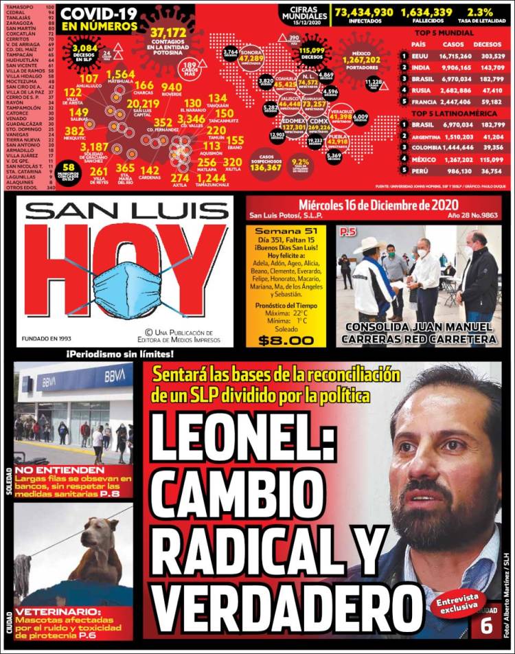 Portada de San Luis Hoy (México)