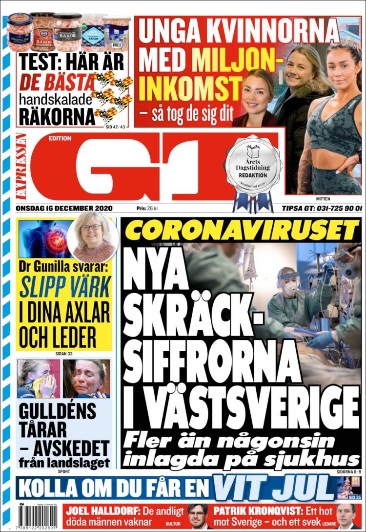 Portada de Göteborgstidningen (Suecia)