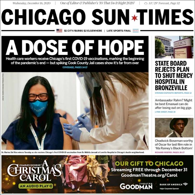 Portada de Chicago Sun-Times (USA)