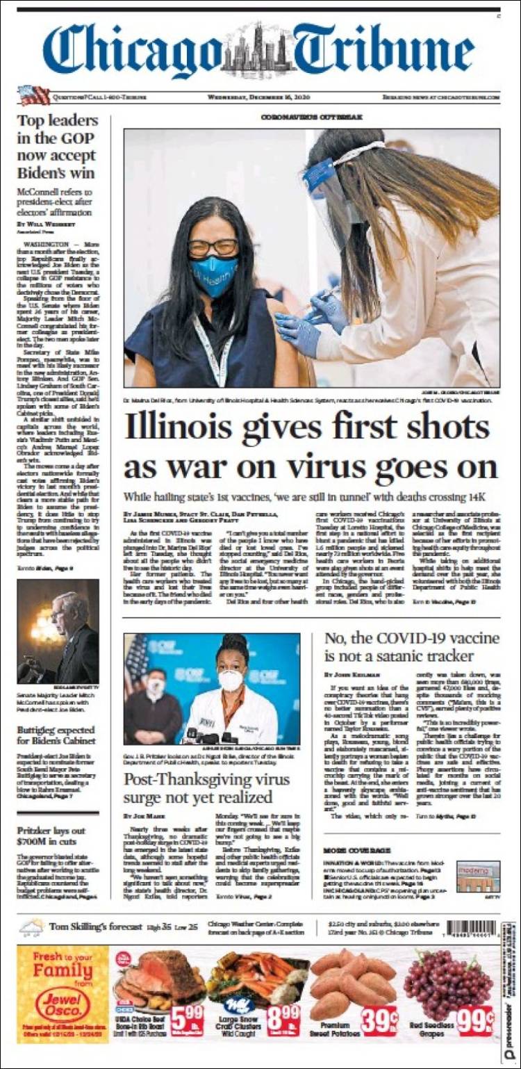 Portada de Chicago Tribune (USA)