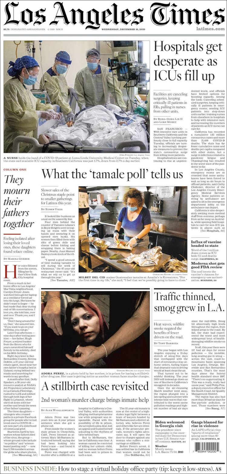 Portada de Los Angeles Times (USA)