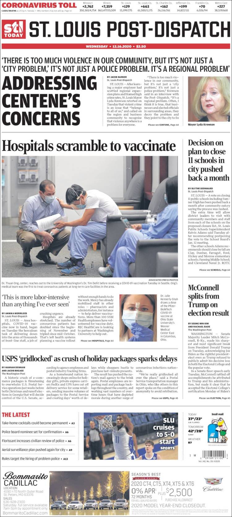 Portada de St. Louis Post-Dispatch (USA)