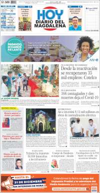 Portada de Hoy Diario del Magdalena (Colombia)