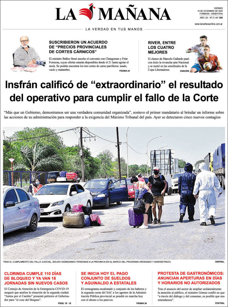 Portada de Diario La Mañana (Argentina)