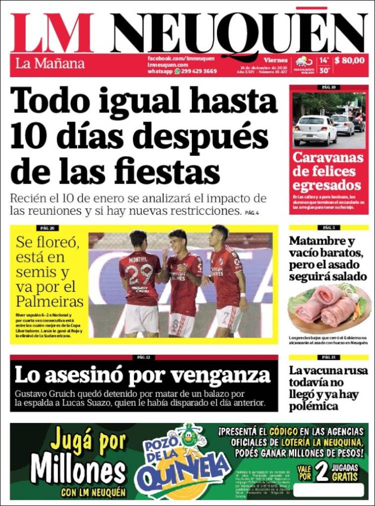 Portada de La Mañanade Neuquén (Argentina)