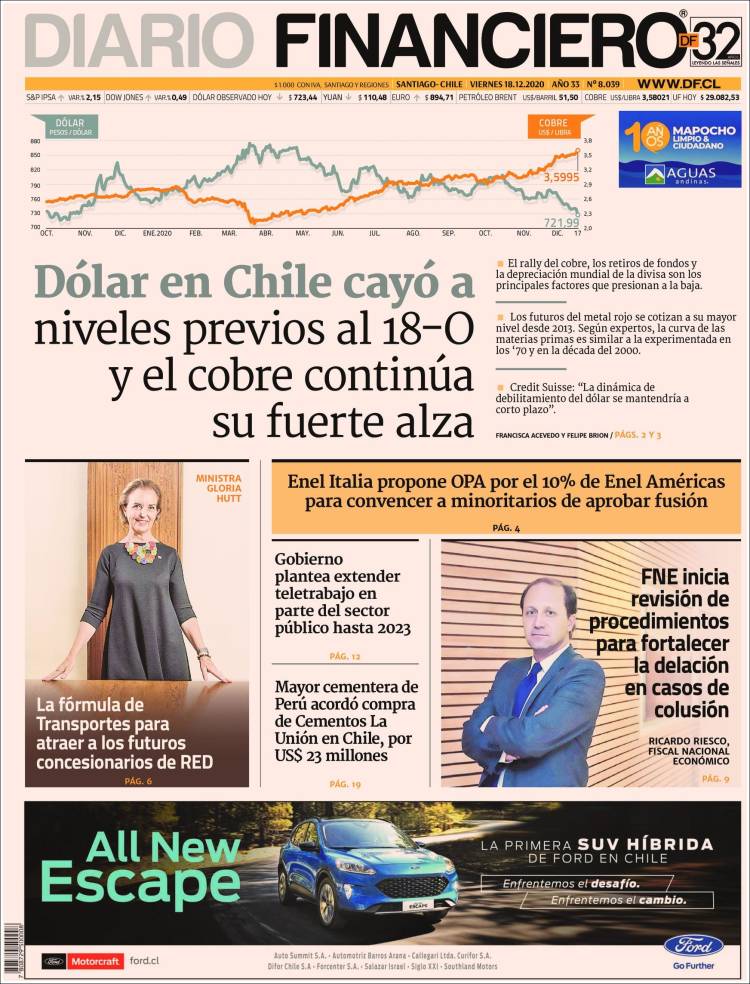 Portada de Diario Financiero (Chile)