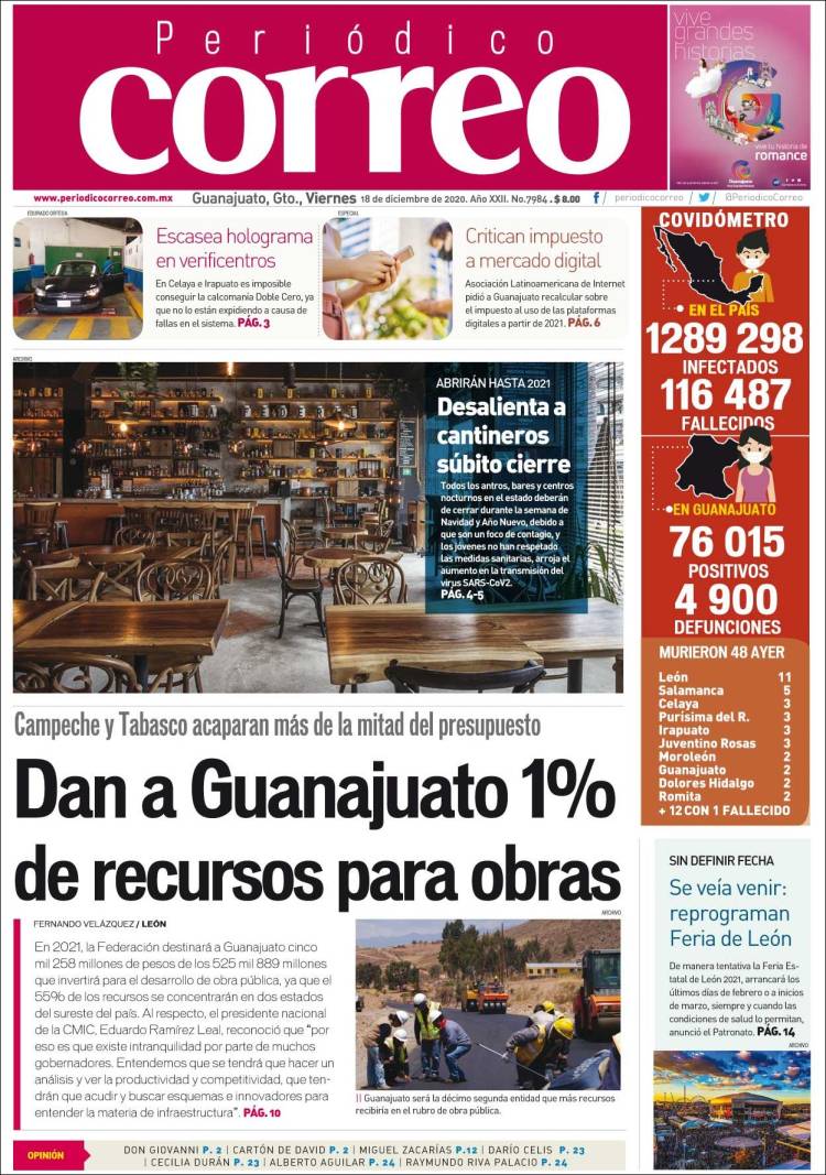 Portada de Correo - El diario del Estado de Guanajuato (México)