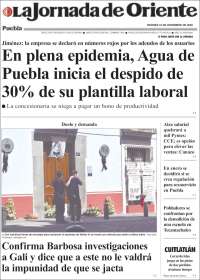 Portada de La Jornada de Oriente - Puebla (México)