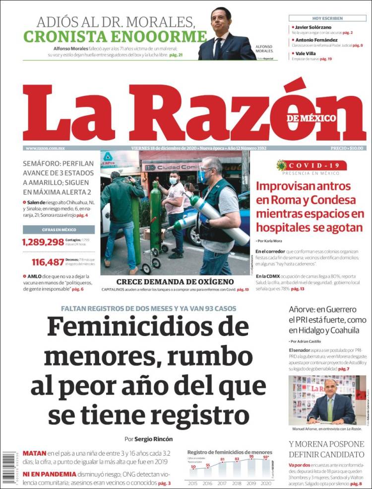 Portada de La Razón (México)