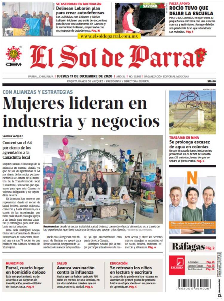 Portada de El Sol de Parral (México)