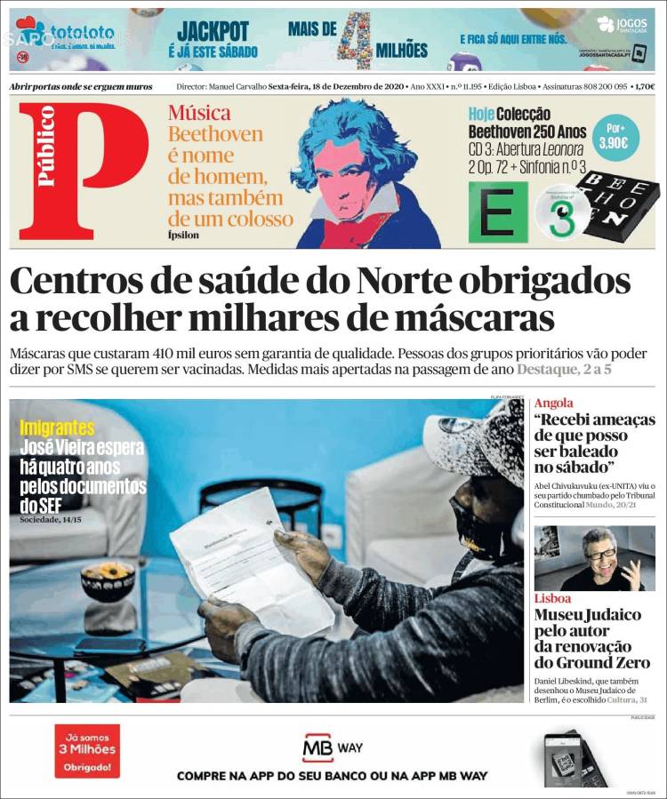 Portada de Público (Portugal)