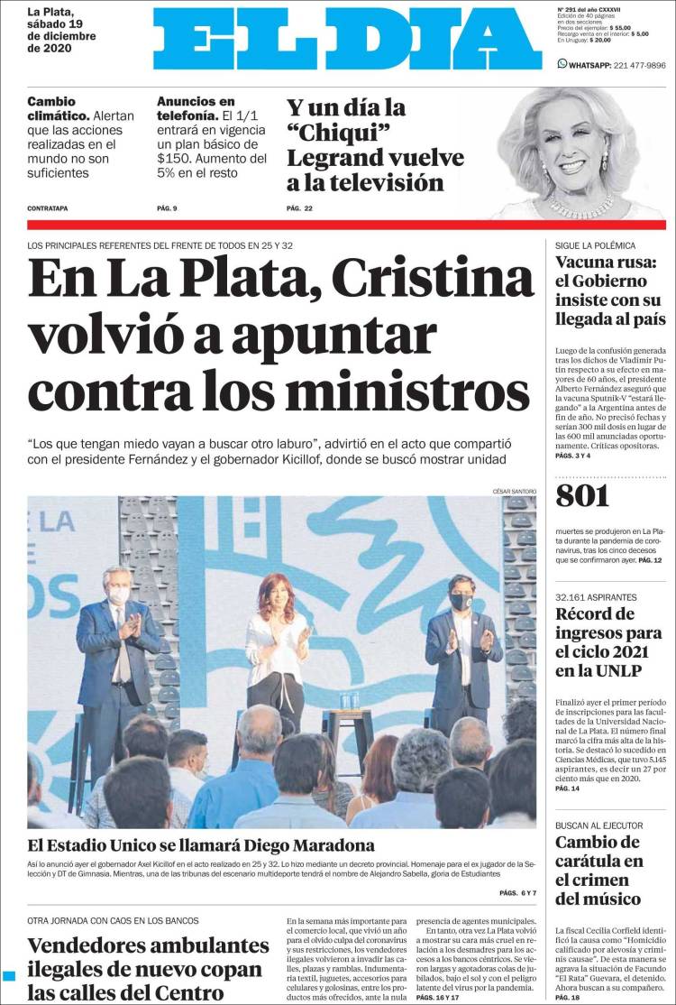 Portada de El Día de la Plata (Argentina)