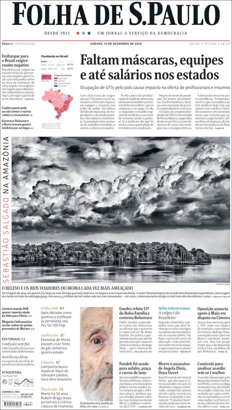 Portada de Folha de São Paulo (Brasil)