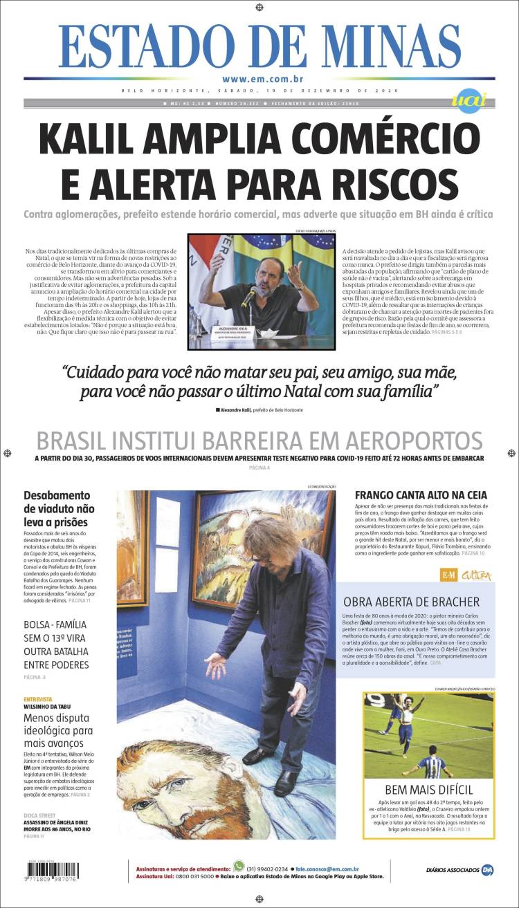 Portada de Jornal Estado de Minas (Brasil)
