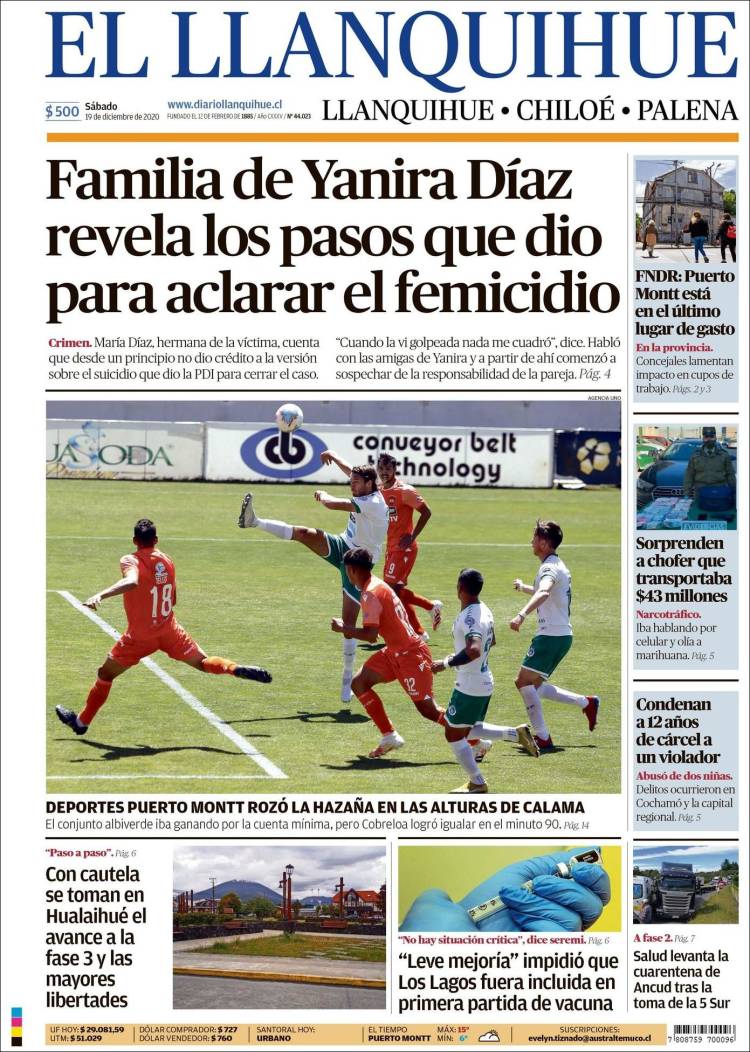 Portada de El Llanquihue (Chile)