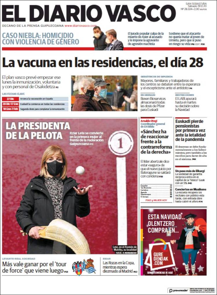 Portada de Diario Vasco (España)