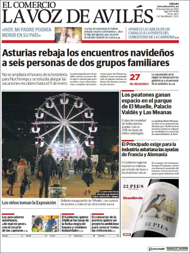 Portada de El Comercio - Avilés (España)