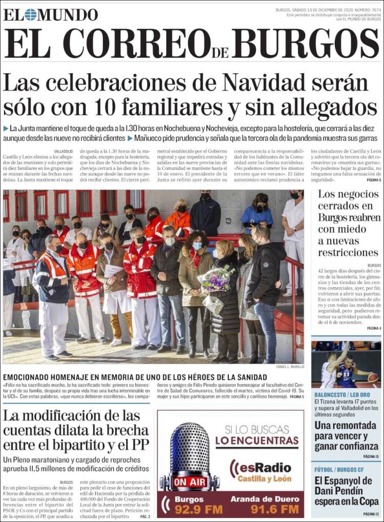 Portada de El Correo de Burgos (España)